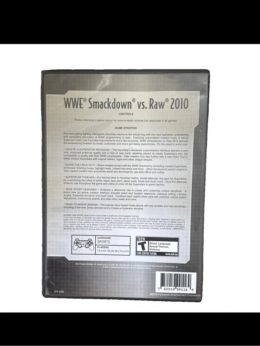 WWE Smack Down VS RAW 2010 PS3 Game Play Station 3